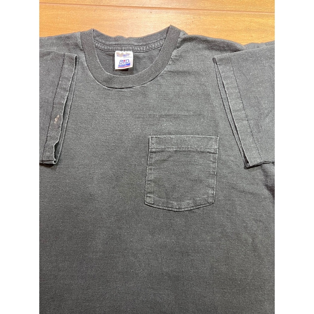 BVD vintage premium Pocket T-Shirt Mens XL Black Single Stitch Made in USA - Picture 10 of 14